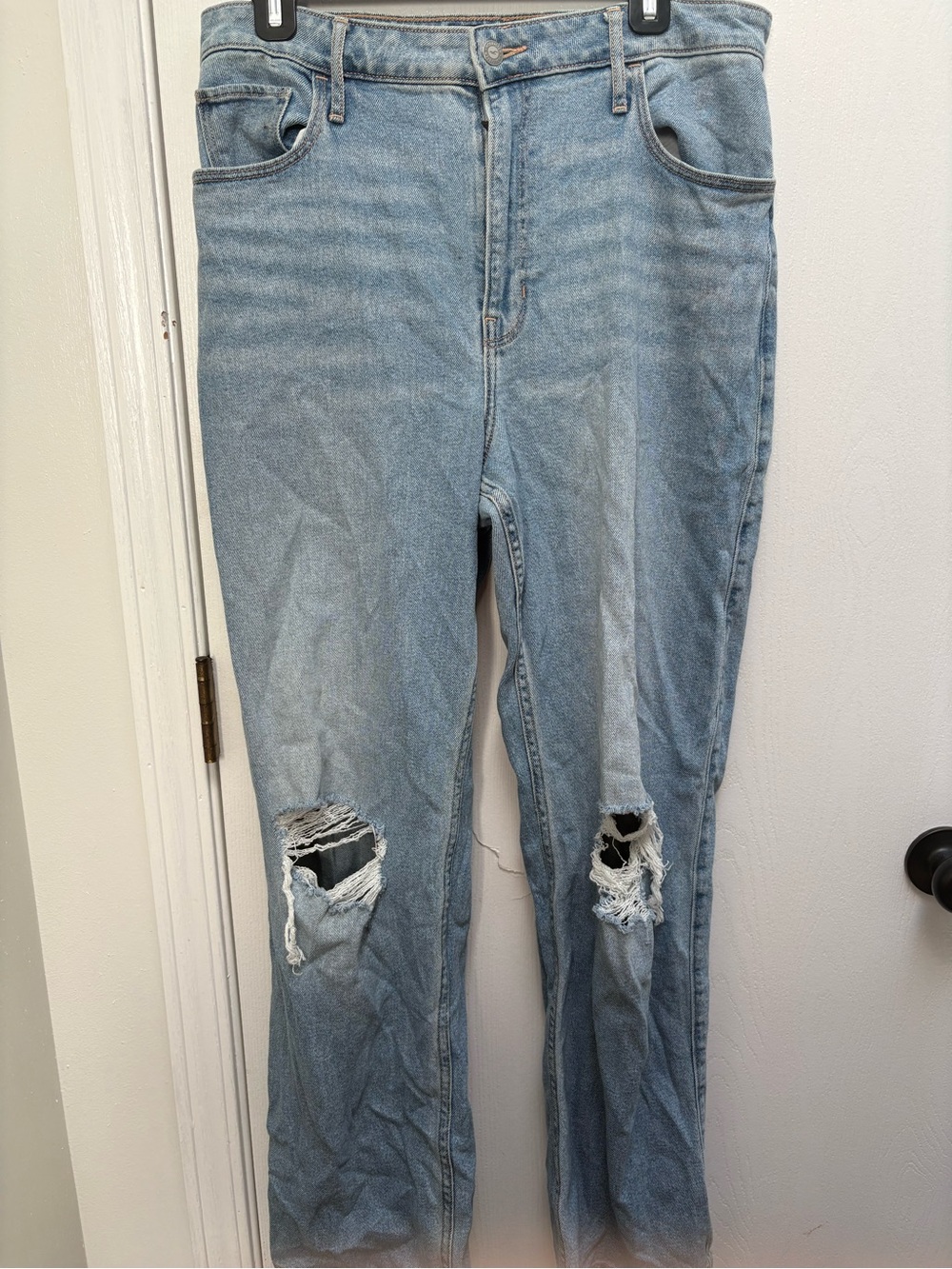 Light Blue Distressed Women’s Jeans - Dad Jean